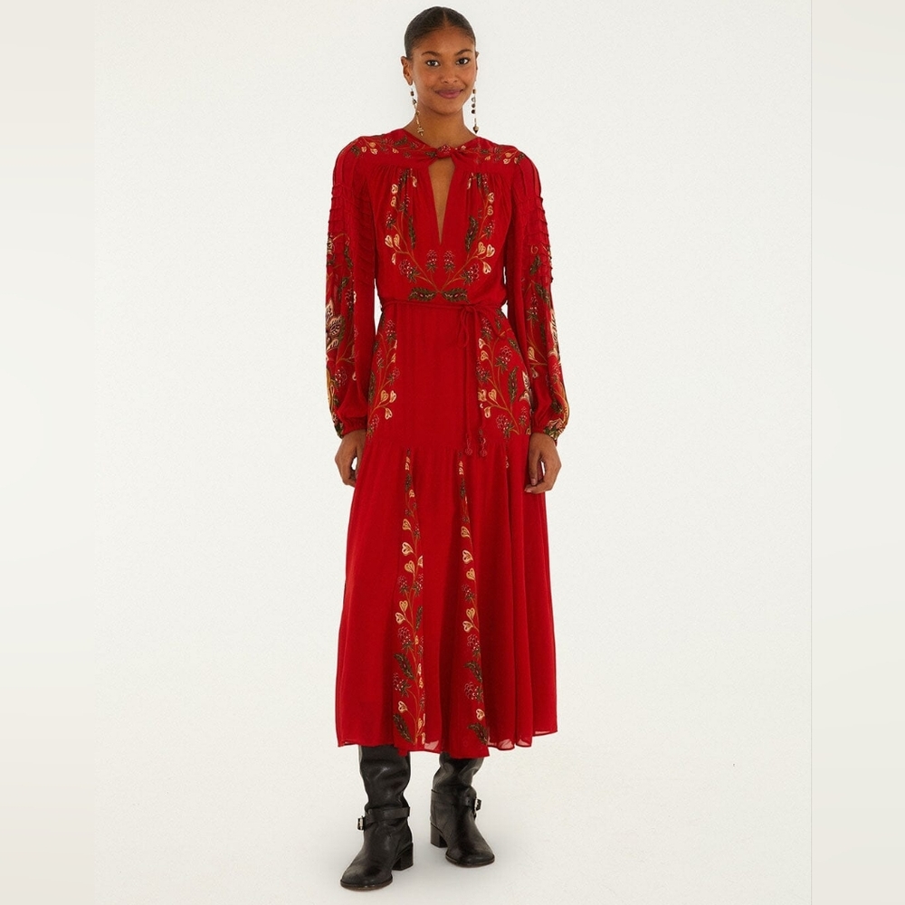 NWT Farm Rio Red Berry Garden Maxi Dress